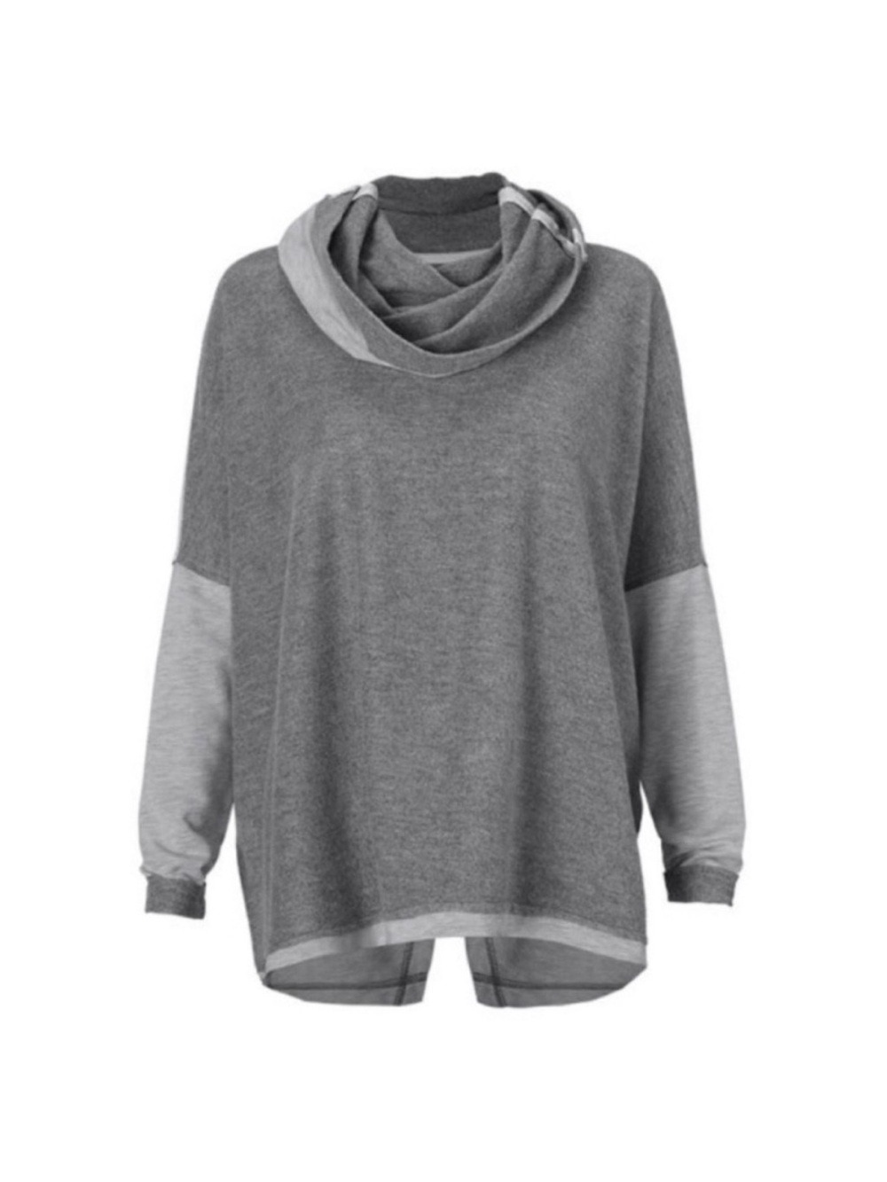 CAbi ATC Cowl Neck Split Back Two-Tone Grey Oversized Sweatshirt size small